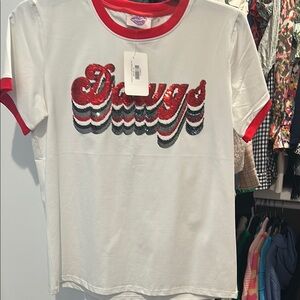 UGA Dawgs Retro Graphic Red and White Short Sleeve Tee
